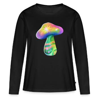 Riso Magic Mushroom - Frauen Premium Bio Langarmshirt - Schwarz - Vorne - Julia (174cm)