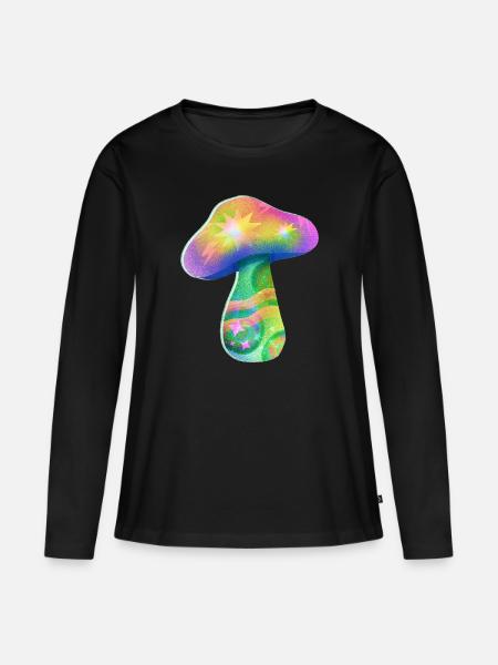 Riso Magic Mushroom - Frauen Premium Bio Langarmshirt - Schwarz