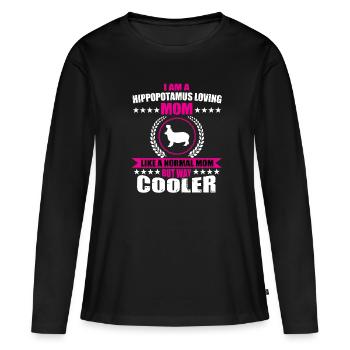 Nilpferd Liebende Mutter - Frauen Premium Bio Langarmshirt - Schwarz - Vorne - Julia (174cm)