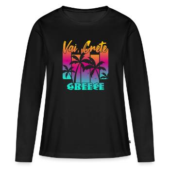 Vai Crete Greece - Frauen Premium Bio Langarmshirt - Schwarz - Vorne - Julia (174cm)