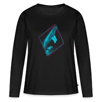 Baleine à bosse - T-shirt manches longues Premium bio Femme - noir - Devant - Julia (174cm)