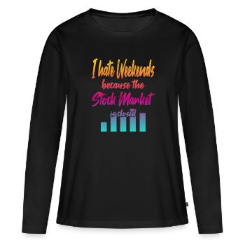 Le marché boursier est fermé - T-shirt manches longues Premium bio Femme - noir - Devant - Julia (174cm)