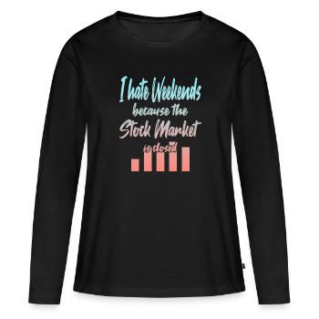 Le marché boursier est fermé - T-shirt manches longues Premium bio Femme - noir - Devant - Julia (174cm)