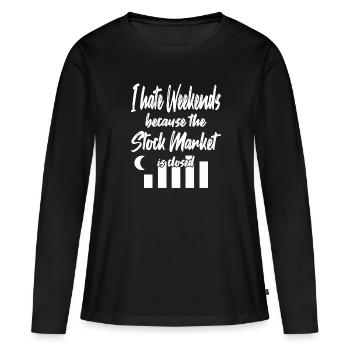 Le marché boursier est fermé - T-shirt manches longues Premium bio Femme - noir - Devant - Julia (174cm)