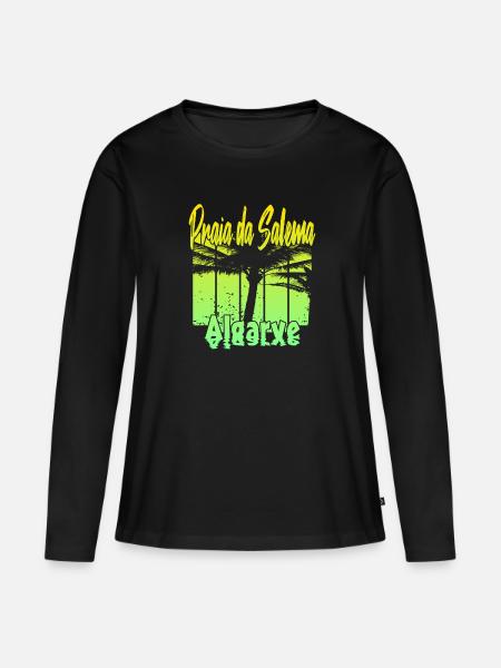 Vintage Praia da Salema Algarve - Frauen Premium Bio Langarmshirt - Schwarz