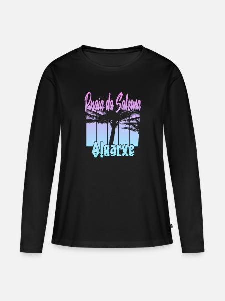 Vintage Praia da Salema Algarve - Frauen Premium Bio Langarmshirt - Schwarz