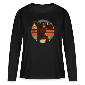 Chimpanzee Bonobo - Women's Premium Organic Long Sleeve Shirt - black - Front - Julia (174cm)