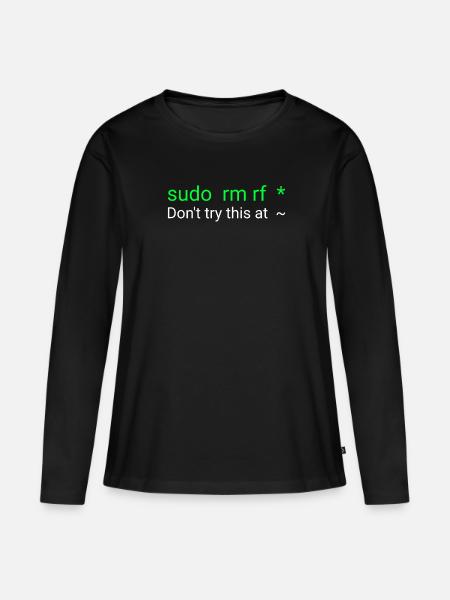 Linux sudo rm rf - Frauen Premium Bio Langarmshirt - Schwarz