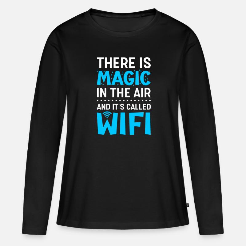 Wifi Magic in the Air für Programmierer - Frauen Premium Bio Langarmshirt - Schwarz