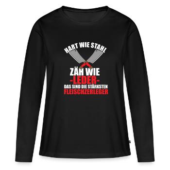 Fleischer Metzger Zerleger Schlachter - Frauen Premium Bio Langarmshirt - Schwarz - Vorne - Julia (174cm)