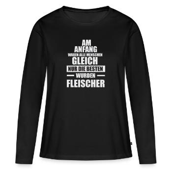 Fleischer Metzger Zerleger Schlachter - Frauen Premium Bio Langarmshirt - Schwarz - Vorne - Julia (174cm)