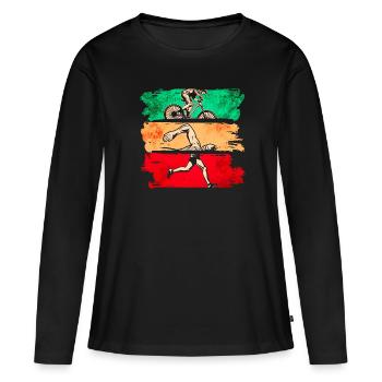 Triathlon - T-shirt manches longues Premium bio Femme - noir - Devant - Julia (174cm)
