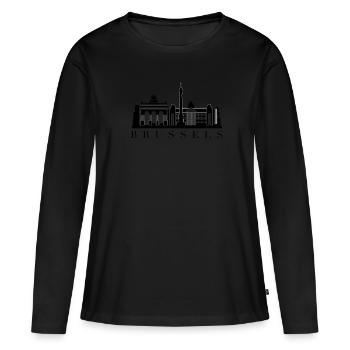 Bruxelles - T-shirt manches longues Premium bio Femme - noir - Devant - Julia (174cm)