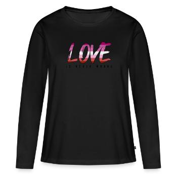 LGBTQ-Liebe ist nie falsch - Frauen Premium Bio Langarmshirt - Schwarz - Vorne - Julia (174cm)