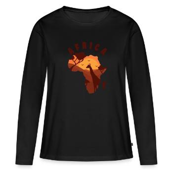 Africa Sundown Wildnis Sahara Wüste - Frauen Premium Bio Langarmshirt - Schwarz - Vorne - Julia (174cm)