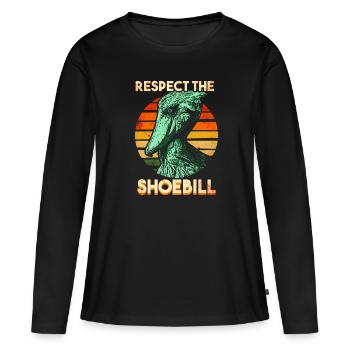 Bec-en-sabot oiseau Abu Markub - T-shirt manches longues Premium bio Femme - noir - Devant - Julia (174cm)