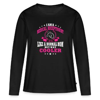 Réceptionniste médicale mère pour femmes - T-shirt manches longues Premium bio Femme - noir - Devant - Julia (174cm)