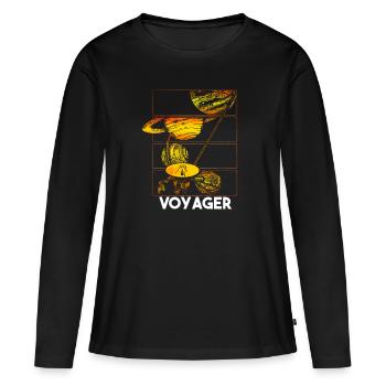 Vaisseau spatial Voyager Espace - T-shirt manches longues Premium bio Femme - noir - Devant - Julia (174cm)