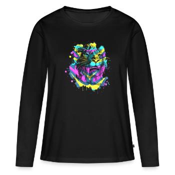 Säbelzahntiger - Frauen Premium Bio Langarmshirt - Schwarz - Vorne - Julia (174cm)