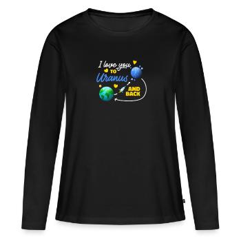 Je t’aime à Uranus et de retour à Uranus - T-shirt manches longues Premium bio Femme - noir - Devant - Julia (174cm)