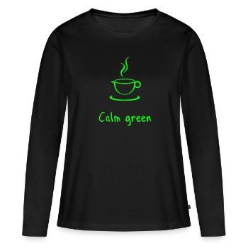 Café et détente - T-shirt manches longues Premium bio Femme - noir - Devant - Julia (174cm)