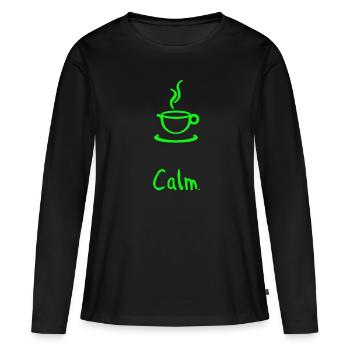 Café et détente - T-shirt manches longues Premium bio Femme - noir - Devant - Julia (174cm)
