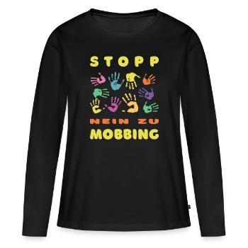 Stopp Mobbing - Nein zu Mobbing - Frauen Premium Bio Langarmshirt - Schwarz - Vorne - Julia (174cm)