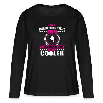 Drôle de presse à café français Maman Café - T-shirt manches longues Premium bio Femme - noir - Devant - Julia (174cm)
