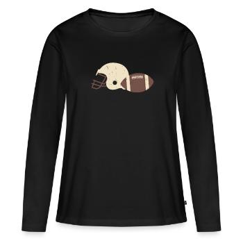 Fußball Kopfbedeckung Fußball Ballbedeckung - Frauen Premium Bio Langarmshirt - Schwarz - Vorne - Julia (174cm)