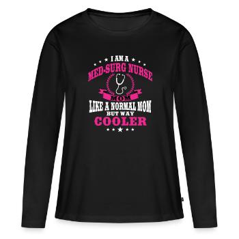 Medical-surgical nurse mom - Women's Premium Organic Long Sleeve Shirt - black - Front - Julia (174cm)