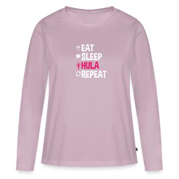 Hula Hoops Eat Sleep Hula Repeat Hoops - Frauen Premium Bio Langarmshirt - Altrosa - Vorne - Julia (174cm)