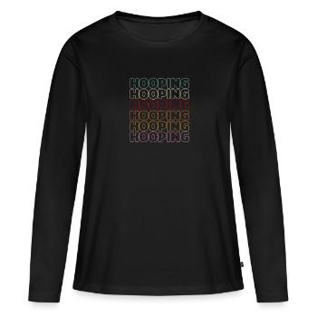 Retro Vintage Hooping Hooping Hula Hoops - Frauen Premium Bio Langarmshirt - Schwarz - Vorne - Julia (174cm)