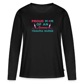 Stolzes Trauma Krankenschwester Mama - Frauen Premium Bio Langarmshirt - Schwarz - Vorne - Julia (174cm)