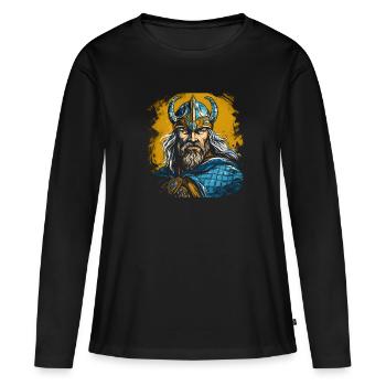 Guerrier viking - T-shirt manches longues Premium bio Femme - noir - Devant - Julia (174cm)