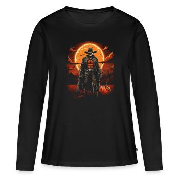 Halloween Cowboy Aventure Scary Far West - T-shirt manches longues Premium bio Femme - noir - Devant - Julia (174cm)