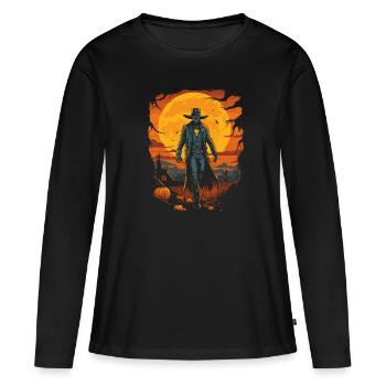 Halloween Cowboy Aventure Scary Far West - T-shirt manches longues Premium bio Femme - noir - Devant - Julia (174cm)