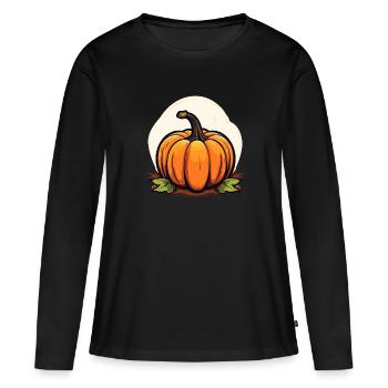 Kürbis Design Logo ür Thanksgiving - Frauen Premium Bio Langarmshirt - Schwarz - Vorne - Julia (174cm)