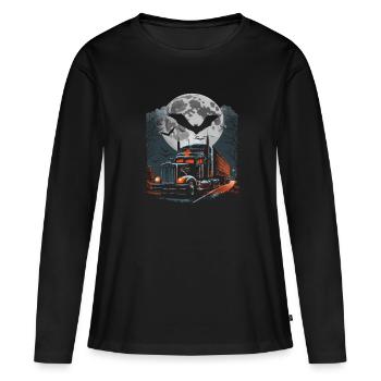 Semi-remorque effrayante d’Halloween pour camion - T-shirt manches longues Premium bio Femme - noir - Devant - Julia (174cm)