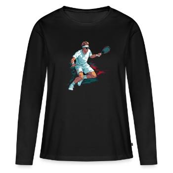 Tennis - Frauen Premium Bio Langarmshirt - Schwarz - Vorne - Julia (174cm)
