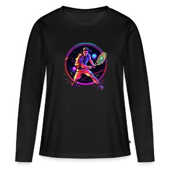 Tennis - Frauen Premium Bio Langarmshirt - Schwarz - Vorne - Julia (174cm)
