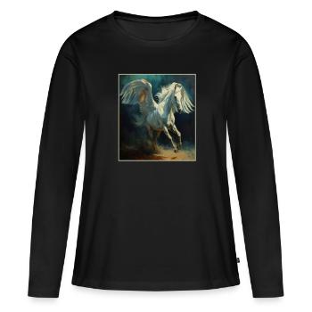 Angel, Art, Humor ,Mule , Pony, Horse with Wings - Women's Premium Organic Long Sleeve Shirt - black - Front - Julia (174cm)