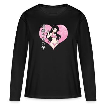 Manger Anime Fille En Bikini - T-shirt manches longues Premium bio Femme - noir - Devant - Julia (174cm)