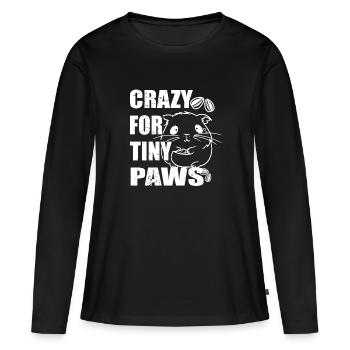 Verrückt nach winzigen Pfoten für Hamsterliebhaber Haustierbesitzer - Frauen Premium Bio Langarmshirt - Schwarz - Vorne - Julia (174cm)
