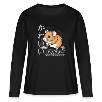 Kawaii-Hamster für Japan-Liebhaber und Haustierbesitzer - Frauen Premium Bio Langarmshirt - Schwarz - Vorne - Julia (174cm)
