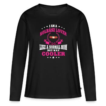 Kolbász Maman bien-aimée - T-shirt manches longues Premium bio Femme - noir - Devant - Julia (174cm)