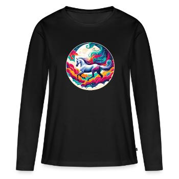 Arabische Pferdekunst - Frauen Premium Bio Langarmshirt - Schwarz - Vorne - Julia (174cm)