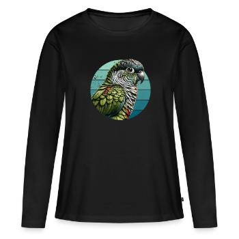Grünwangen-Conure-Kunst Niedliche Conure - Frauen Premium Bio Langarmshirt - Schwarz - Vorne - Julia (174cm)