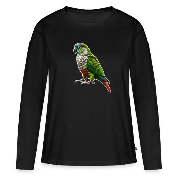 Grünwangen-Conure-Zeichnung Conure-Papagei - Frauen Premium Bio Langarmshirt - Schwarz - Vorne - Julia (174cm)