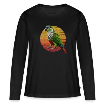 Grünwangen-Conure Lustiger Conure-Papagei - Frauen Premium Bio Langarmshirt - Schwarz - Vorne - Julia (174cm)