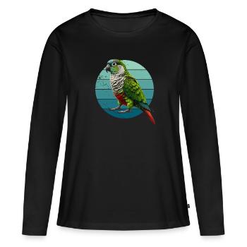 Grünwangen-Conure-Illustration Conure-Papagei - Frauen Premium Bio Langarmshirt - Schwarz - Vorne - Julia (174cm)